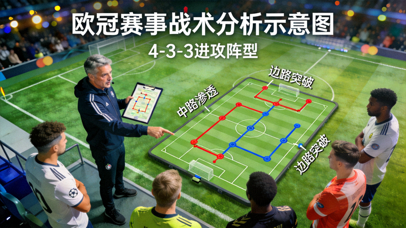 欧冠赛事战术分析示意图 - 教练在场边指挥战术部署